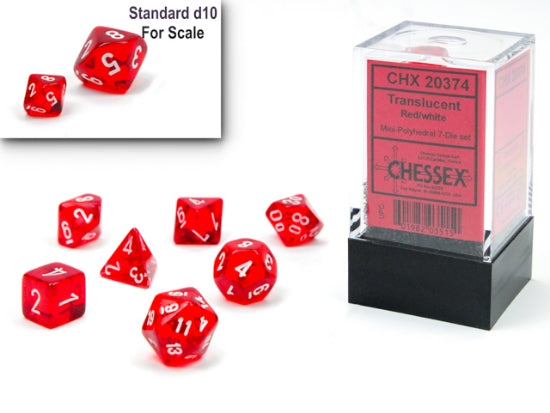 Set 7 Dados Mini-hedral Translucent Red/White