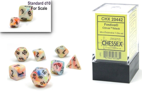 Set 7 Dados Mini-hedral Festive Circus/Black