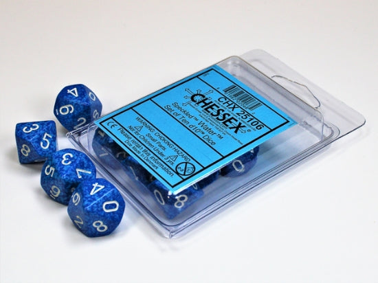Set de diez dados d10 speckled Water