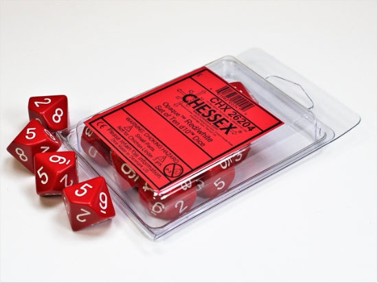 Set de diez dados d10 Opaque red/white