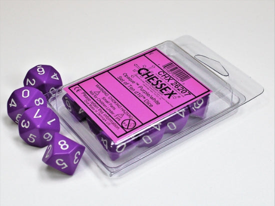 Set de diez dados d10 Opaque purple/white