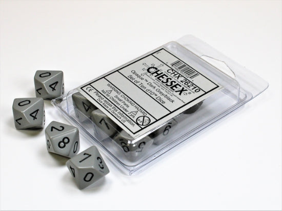 set de 10 Opaque Grey/black d10