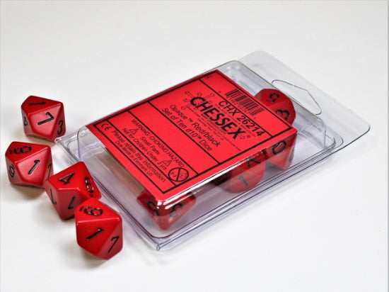 Set de diez dados d10 Opaque red/black