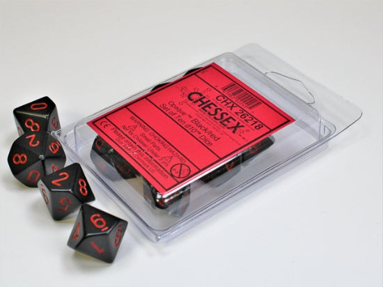 Set de diez dados d10 Opaque black/red