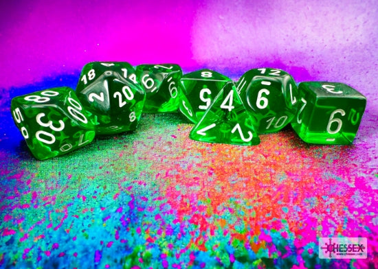 Set 7 Dados translucent Green/White