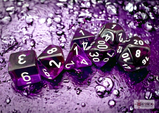 Set 7 Dados translucent Purple/White