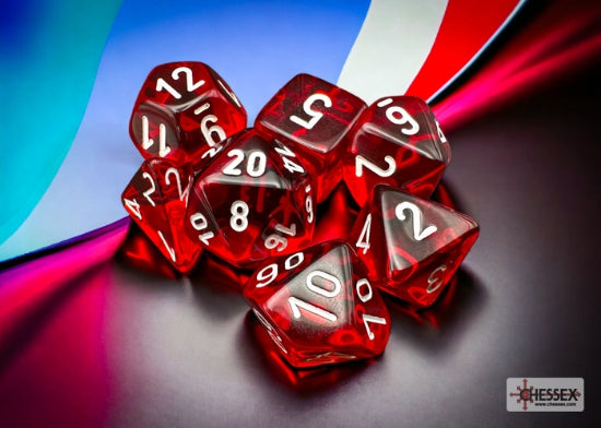 Set 7 Dados translucent Red/White