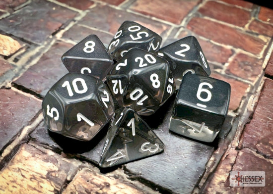 Set 7 Dados Translucent Smoke/white